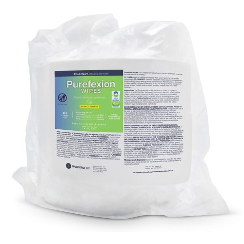 Toallitas desinfectantes de gimnasio compostables Purefexion de Wexford Labs, recambio de 400 ct